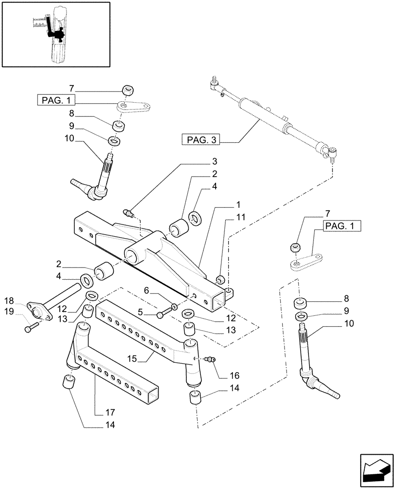 Схема запчастей Case IH MXU100 - (1.41.0/03[02]) - (VAR.417) 2WD HEAVY DUTY FRONT AXLE - BODY (04) - FRONT AXLE & STEERING