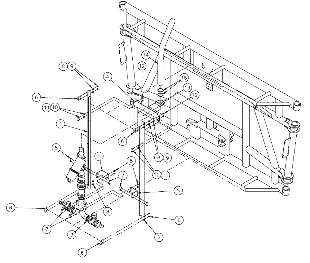 Схема запчастей Case IH SPX4260 - (09-029) - MANIFOLD SUPPORT GROUP, 6 SECTION OFF CENTER Liquid Plumbing