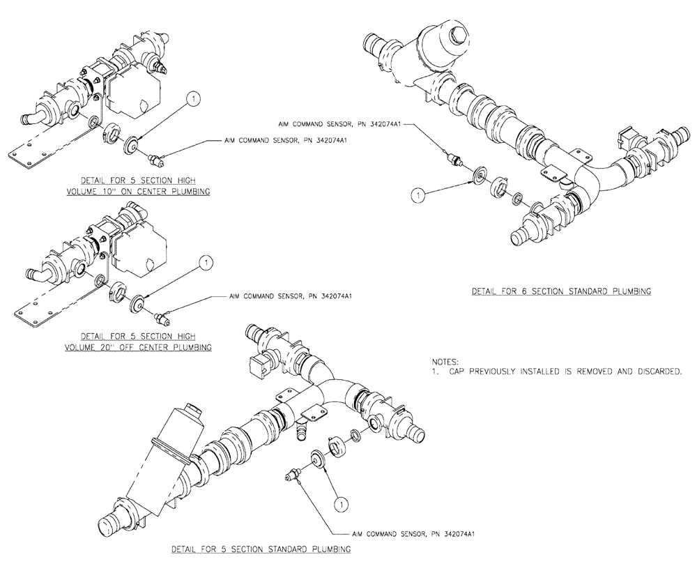 Схема запчастей Case IH SPX4260 - (11-026) - AIM SENSOR PLUMBING GROUP, CENTER SECTION Options