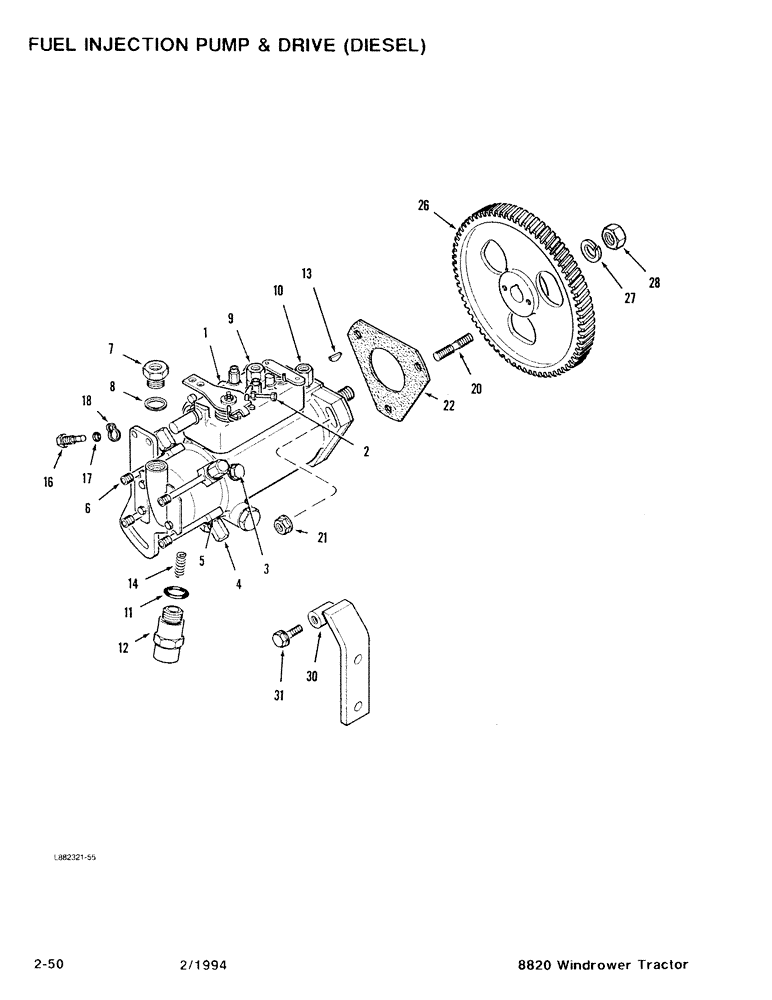 Схема запчастей Case IH 8820 - (2-50) - FUEL INJECTION PUMP & DRIVE, DIESEL (02) - ENGINE