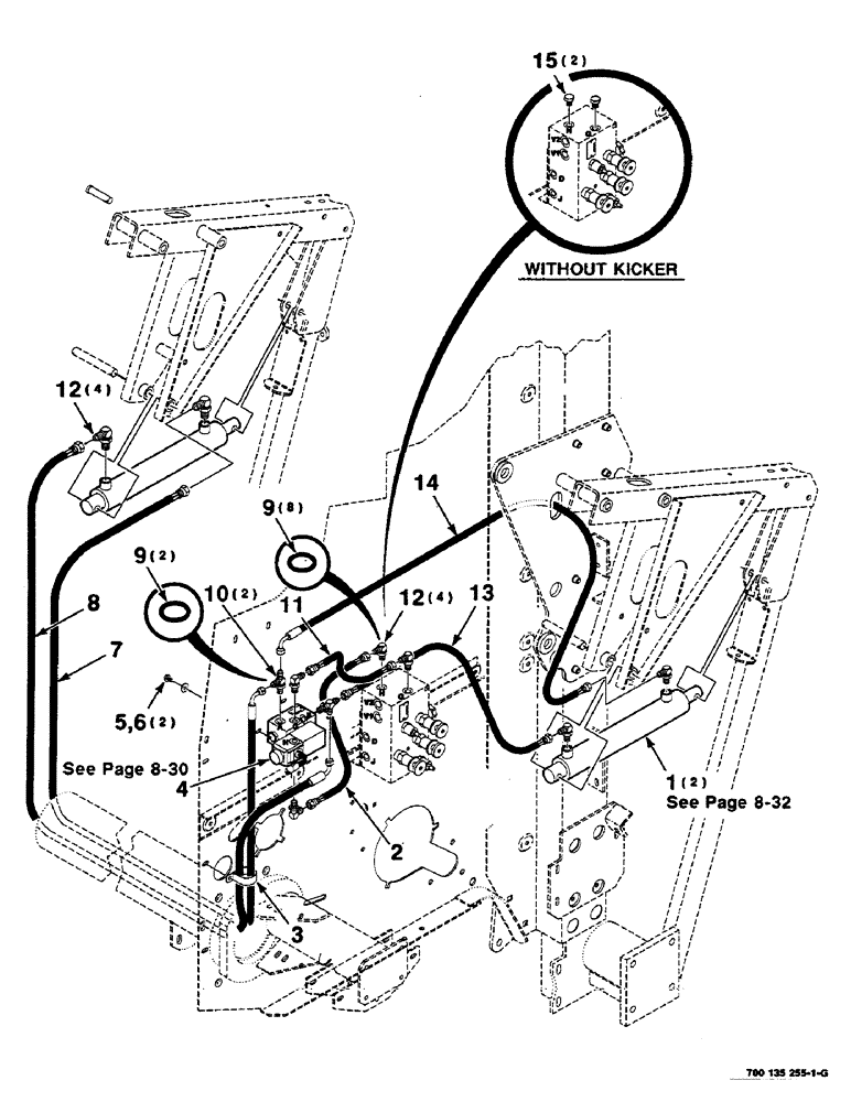 Схема запчастей Case IH RS551 - (8-28) - KICKER HYDRAULIC ASSEMBLY (07) - HYDRAULICS