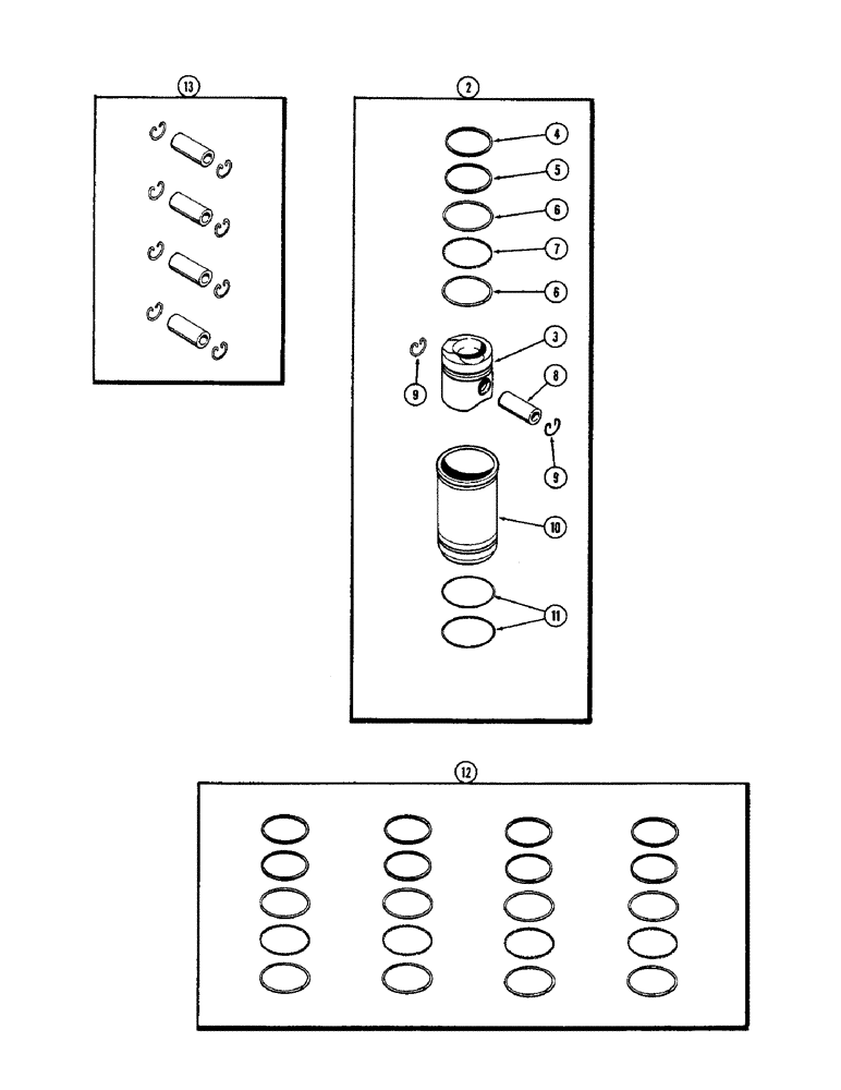 Схема запчастей Case IH 1700-SERIES - (044) - PISTON ASSEMBLY, 188 DIESEL ENGINE (10) - ENGINE