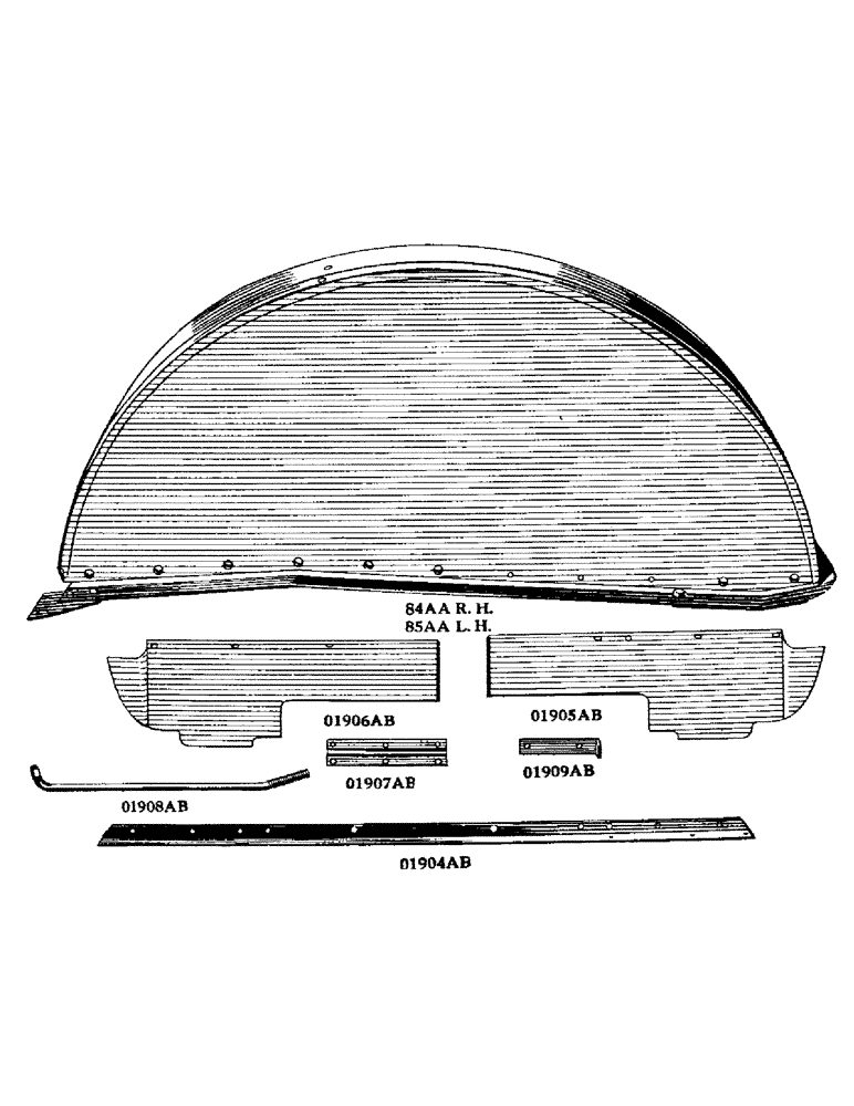 Схема запчастей Case IH DO-SERIES - (085) - REAR WHEEL FENDERS, MODEL "DO" - "DV" TRACTORS (09) - CHASSIS