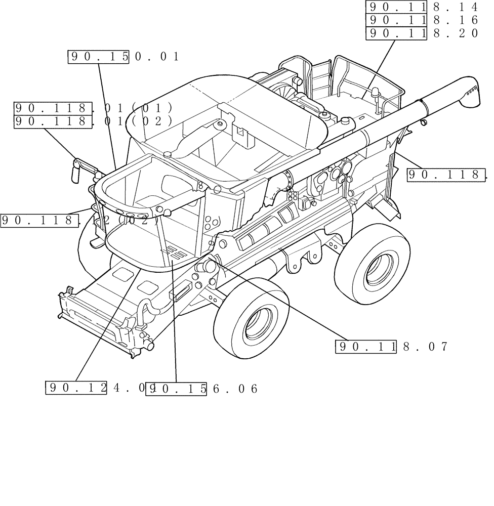 Схема запчастей Case IH 2588 - (00.000.90) - PICTORIAL INDEX - PLATFORM, CAB, BODYWORK AND DECALS (00) - GENERAL & PICTORIAL INDEX