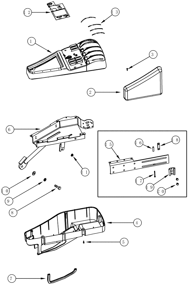 Схема запчастей Case IH MX210 - (09-38) - CONSOLE, RIGHT HAND, STANDARD CAB (09) - CHASSIS/ATTACHMENTS