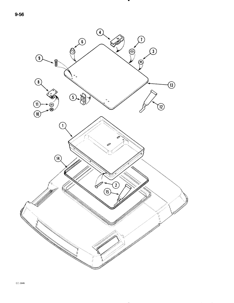 Схема запчастей Case IH 595 - (9-056) - CAB, ROOF HATCH SEAL SERVICE KIT (09) - CHASSIS/ATTACHMENTS
