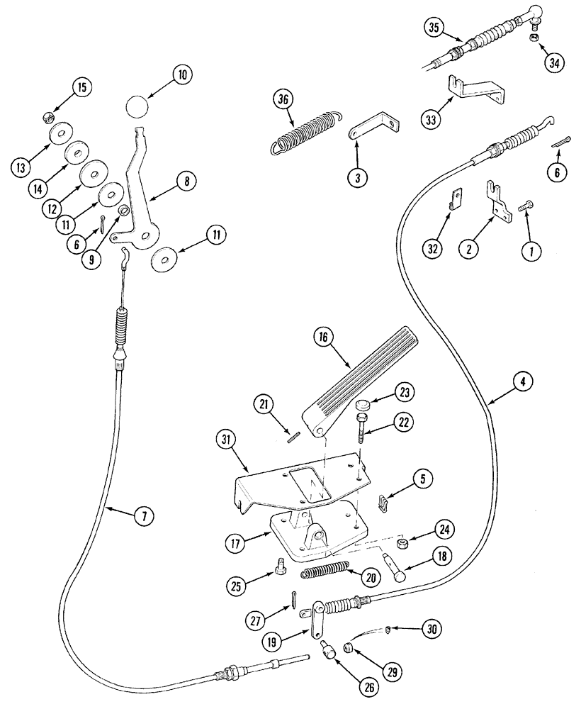 Схема запчастей Case IH 5240 - (3-008) - THROTTLE, HAND LEVER AND FOOT PEDAL (03) - FUEL SYSTEM