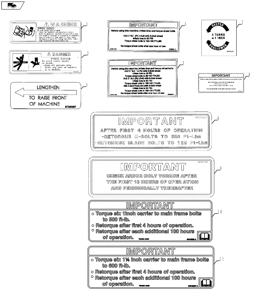 Схема запчастей Case IH 870 - (90.108.03[02]) - DECALS WARNING, DANGER AND IMPORTANT (90) - PLATFORM, CAB, BODYWORK AND DECALS
