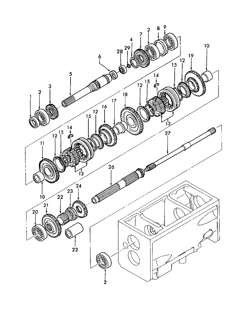 Схема запчастей Case IH D40 - (03.07) - FRONT TRANSMISSION GEARS, UPPER 12X12 (03) - TRANSMISSION