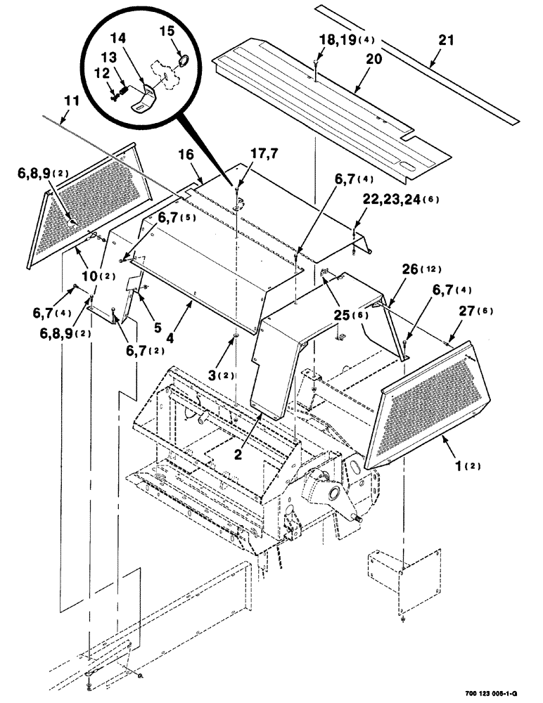 Схема запчастей Case IH 8576 - (07-012) - KNOTTER PLATFORM AND SHIELDS ASSEMBLY (12) - MAIN FRAME