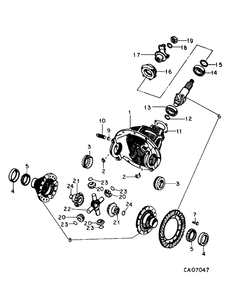 Схема запчастей Case IH 3688HC - (07-37) - DRIVE TRAIN, DIFFERENTIAL CARRIER, TRACTORS WITH ALL WHEEL DRIVE, WITH ONE PIECE DRIVE SHAFT (04) - Drive Train