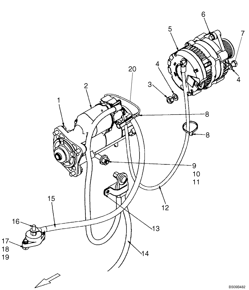 Схема запчастей Case IH 430 - (04-05A) - STARTER AND ALTERNATOR MOUNTING (04) - ELECTRICAL SYSTEMS