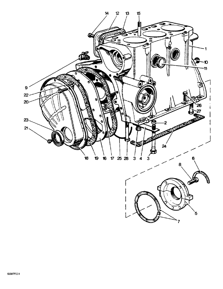 Схема запчастей Case IH 885N - (2-16) - CYLINDER BLOCK AND COVERS (02) - ENGINE