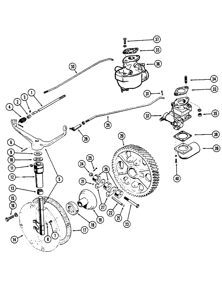Схема запчастей Case IH 1010 - (414) - GOVERNOR AND THROTTLE, 284 SPARK IGNITION ENGINE (10) - ENGINE