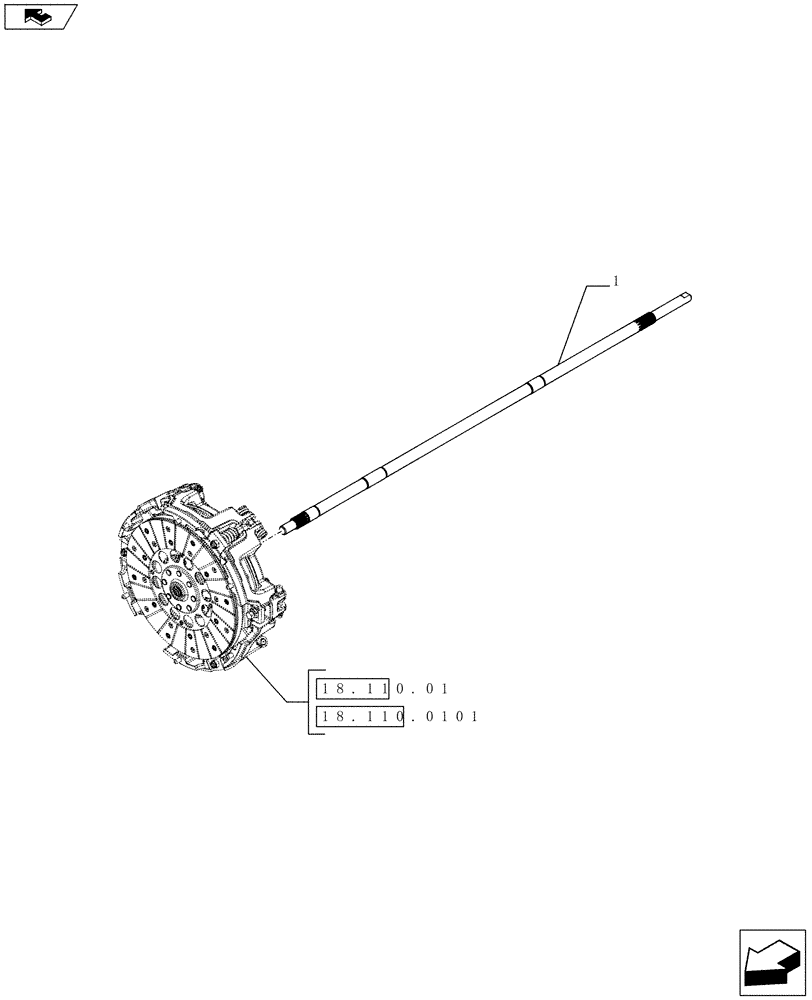 Схема запчастей Case IH FARMALL 65C - (31.110.0201[01]) - POWER TAKE-OFF (540 RPM) FOR POWER SHUTTLE - SHAFT (VAR.332808 / 743565) (31) - IMPLEMENT POWER TAKE OFF