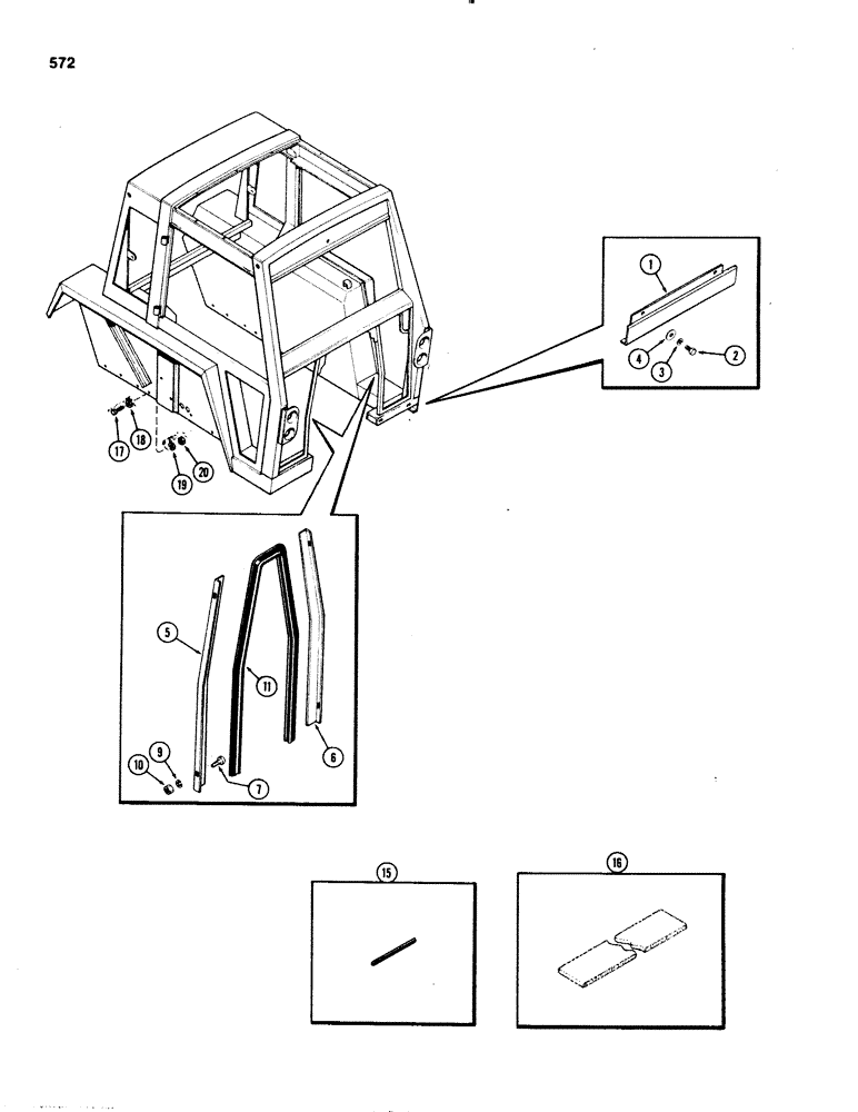Схема запчастей Case IH 1070 - (0572) - CAB, LOWER SHEET METAL, USED PRIOR TO CAB SERIAL NUMBER 7814176 (09) - CHASSIS/ATTACHMENTS