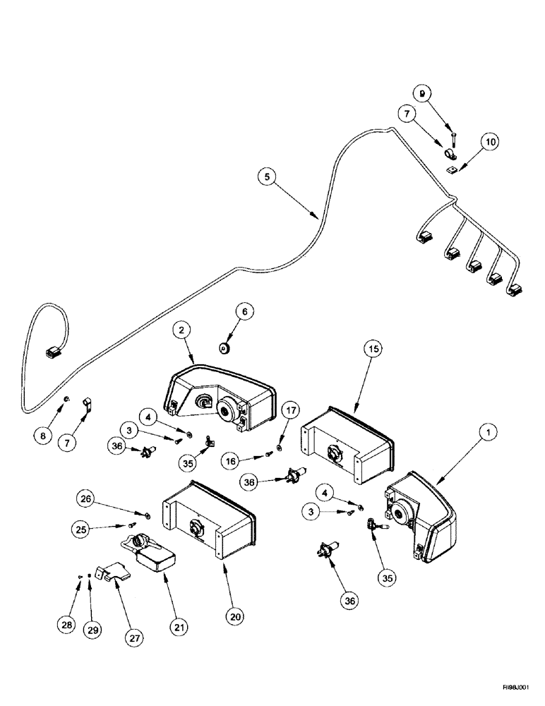 Схема запчастей Case IH MX240 - (4-060) - HEADLAMPS, N.A. ONLY (04) - ELECTRICAL SYSTEMS