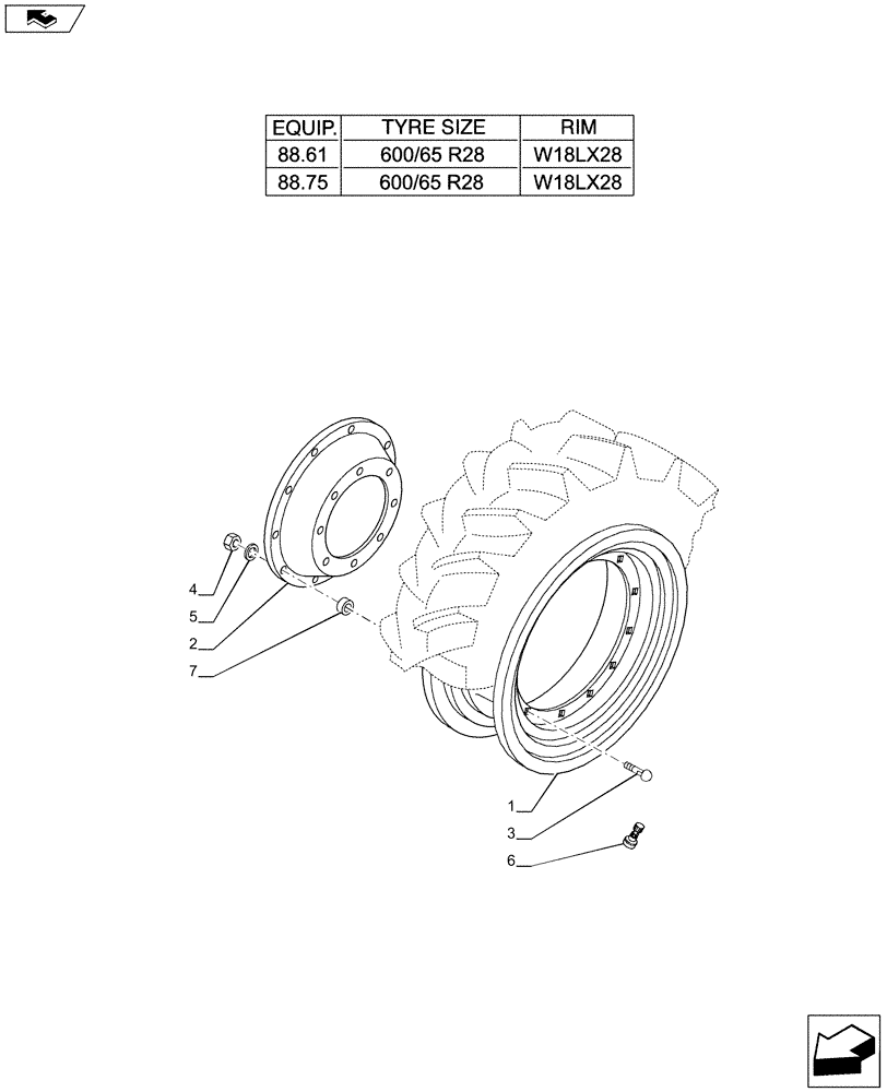 Схема запчастей Case IH PUMA 200 - (44.511.02[15]) - 4WD FRONT WHEELS (44) - WHEELS