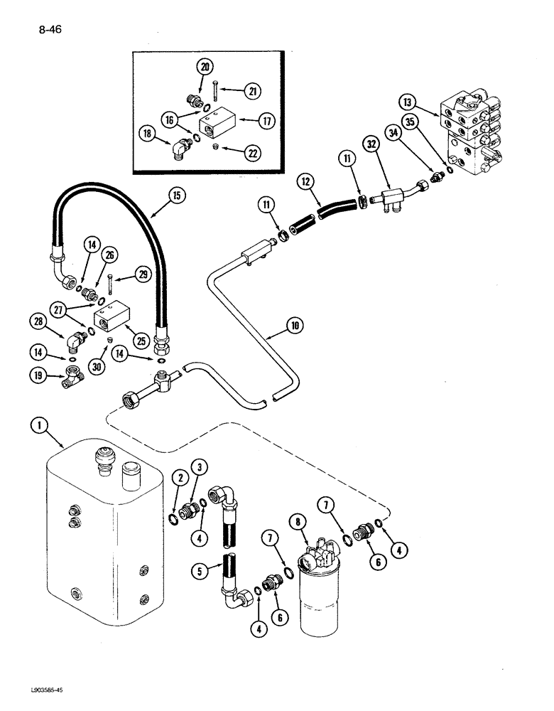 Схема запчастей Case IH 1680 - (8-046) - HEADER LIFT RETURN SYSTEM, P.I.N. JJC0047918 THROUGH JJC0117059 (07) - HYDRAULICS