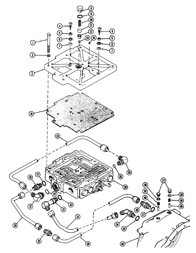 Схема запчастей Case IH 2470 - (294) - TRANSMISSION CONTROL VALVE, COVER AND LINES, WITH AND WITHOUT PTO (06) - POWER TRAIN
