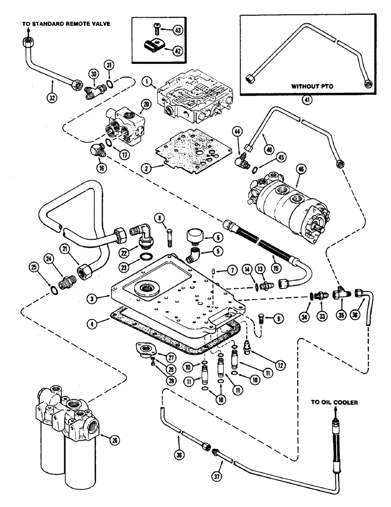 Схема запчастей Case IH 2470 - (298) - TRANSMISSION TOP COVER AND LINES, TRANSMISSION SERIAL NO. 10025257 AND AFTER (06) - POWER TRAIN