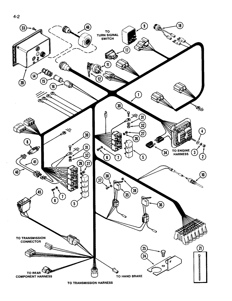 Схема запчастей Case IH 3594 - (4-002) - CAB HARNESS, PRIOR TO P.I.N. 9944363 (04) - ELECTRICAL SYSTEMS