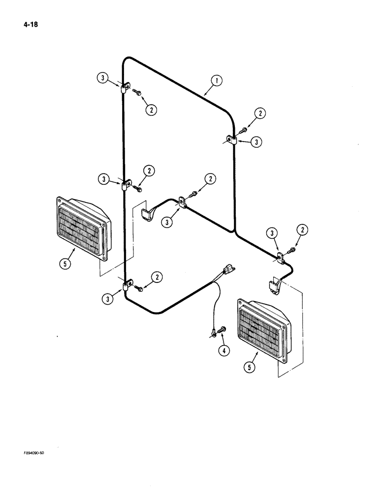 Схема запчастей Case IH 9150 - (4-18) - FRONT HEADLIGHT HARNESS (04) - ELECTRICAL SYSTEMS