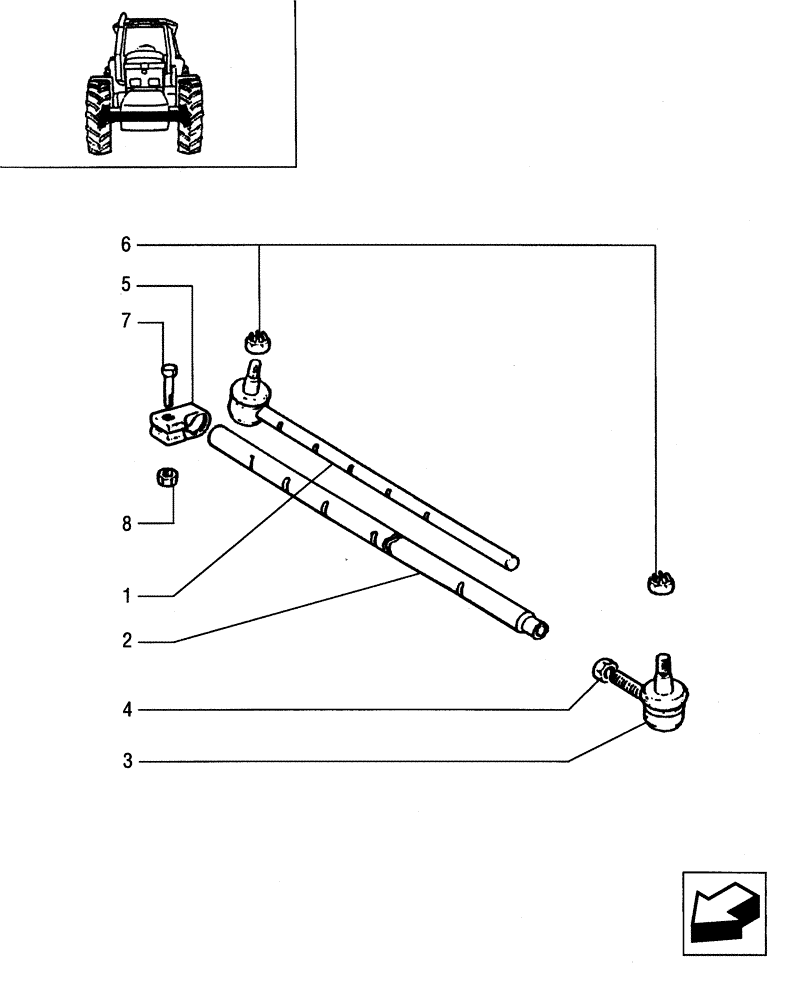 Схема запчастей Case IH JX65 - (1.63.4/ A) - STEERING TIE-ROD - TIE-ROD AND ARTICULATED HEAD (04) - FRONT AXLE & STEERING