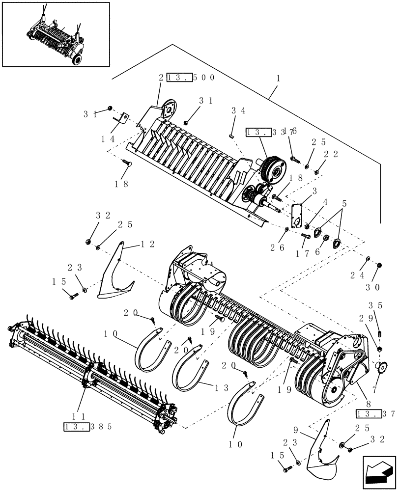 Схема запчастей Case IH RBX453 - (13.336) - 1.8M DUAL CAM WIDE PICKUP & STUFFER FEEDER, EUROPE & R.O.W. (13) - FEEDER