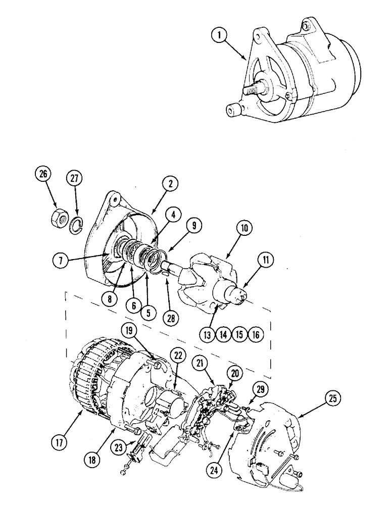 Схема запчастей Case IH 1394 - (4-072) - ALTERNATOR ASSEMBLY, ENGINES PRIOR TO P.I.N. 11399371, NORTH AMERICA ONLY (04) - ELECTRICAL SYSTEMS
