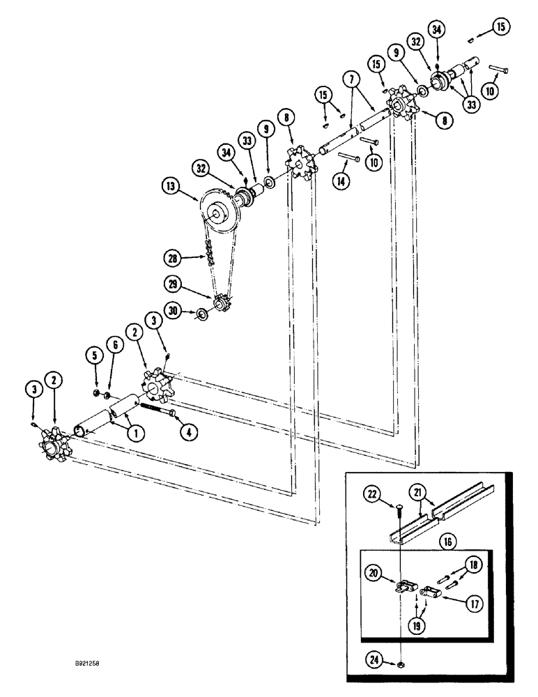 Схема запчастей Case IH 1800 - (9B-26) - UNLOADING CONVEYOR AND DRIVE (15) - HANDLING SYSTEM