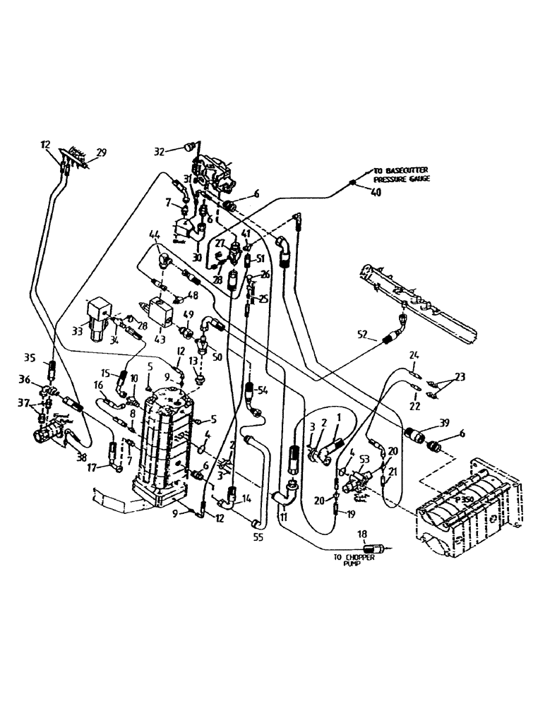 Схема запчастей Case IH 7000 - (B05-40) - HYDRAULIC CIRCUIT, FINNED ROLLER, UNDERSLUNG BASECUTTER Hydraulic Components & Circuits