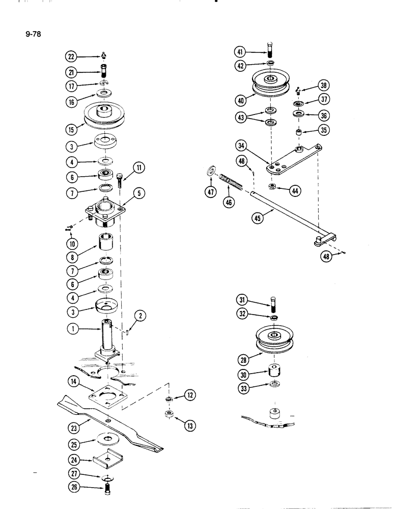 Схема запчастей Case IH 60FMS - (9-078) - PULLEYS, BLADES AND SPINDLES (03) - CHASSIS/MOUNTED EQUIPMENT