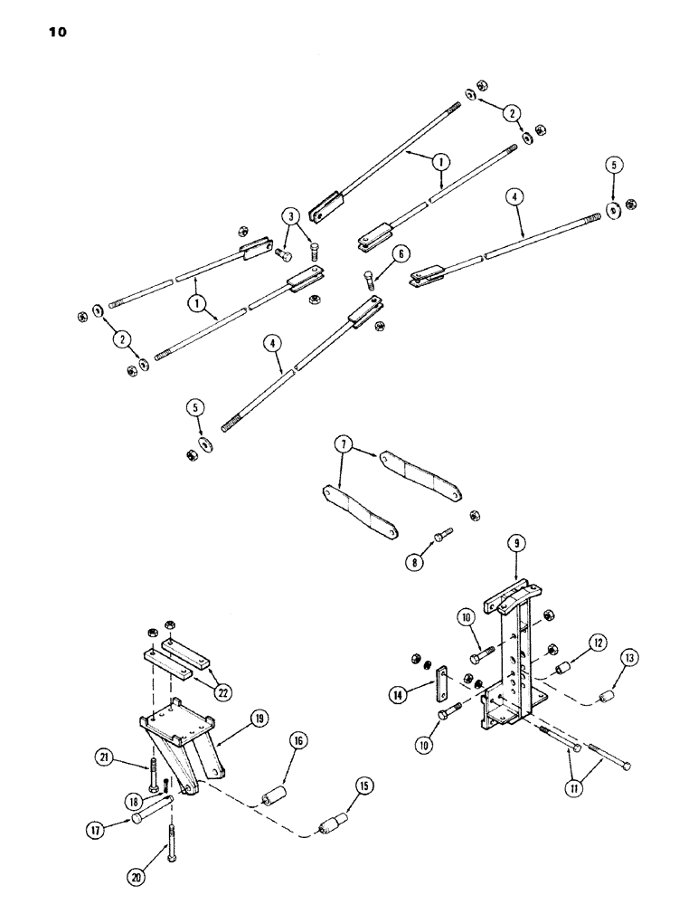Схема запчастей Case IH 100-SERIES - (10) - HITCH AND TRUSS RODS, 180W AND 188 12 WIDE ROW, SN1605900 AND UP 