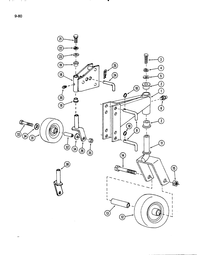 Схема запчастей Case IH 60FS - (9-080) - CASTER WHEELS, 60FS MOWER (03) - CHASSIS/MOUNTED EQUIPMENT