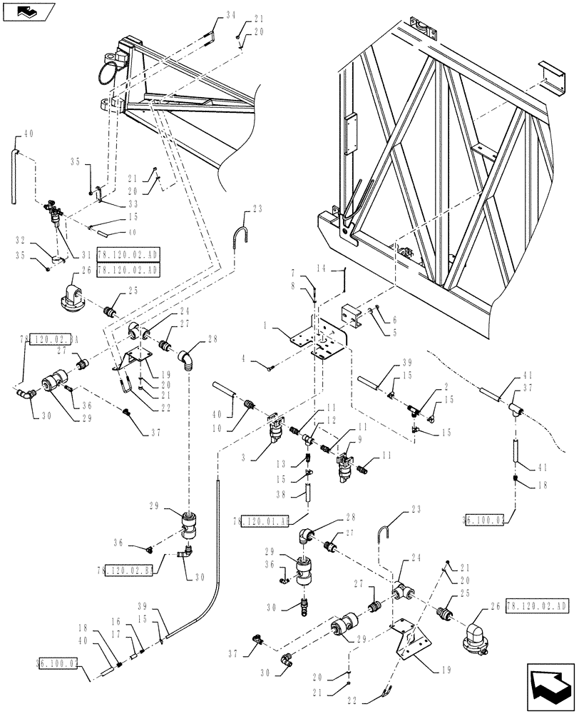 Схема запчастей Case IH 610 - (78.120.02.BA) - FOAM DELIVERY, 60/85 BOOM (78) - SPRAYING
