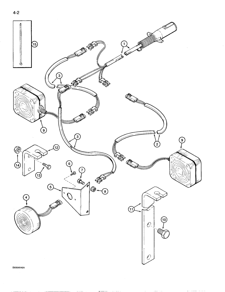 Схема запчастей Case IH 950 - (4-02) - LIGHTING SYSTEM, 6 ROW WIDE, ENDWISE TRANSPORT (04) - ELECTRICAL SYSTEMS