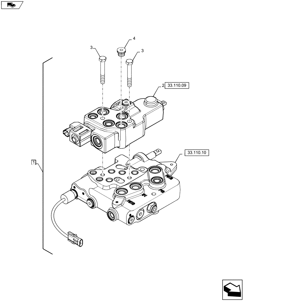 Схема запчастей Case IH STEIGER 400 - (33.110.05) - PARKING BRAKE - VALVE ASSEMBLY, TOW/PARK BRAKE (EUROPE) (33) - BRAKES & CONTROLS