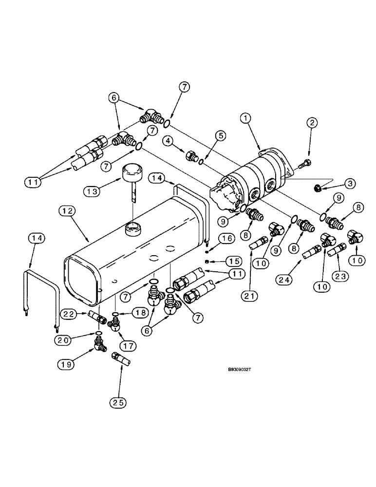 Схема запчастей Case IH 955 - (8-018) - BLOWER PUMP HYDRAULIC SYSTEM, PUMP, RESERVOIR AND LINES, 24 ROW NARROW, FRONT FOLD (08) - HYDRAULICS