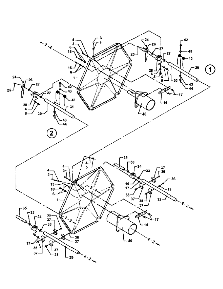 Схема запчастей Case IH 1030 - (2-1) - REEL - RIGHT HAND No Description
