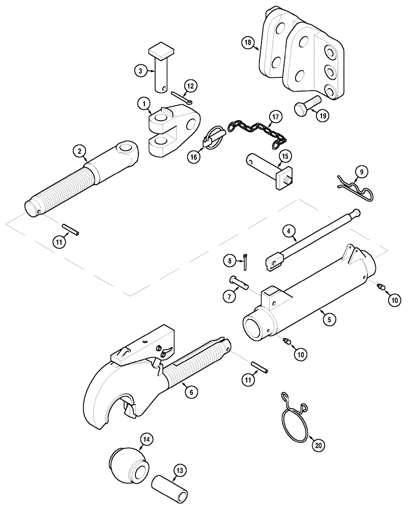 Схема запчастей Case IH MX170 - (09-55) - HITCH TOP LINK WITH CLAW END, C.B.M. (37) - HITCHES, DRAWBARS & IMPLEMENT COUPLINGS