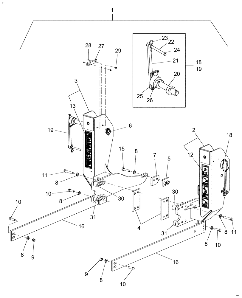 Схема запчастей Case IH LX350 - (002) - MOUNT KIT (82) - FRONT LOADER & BUCKET