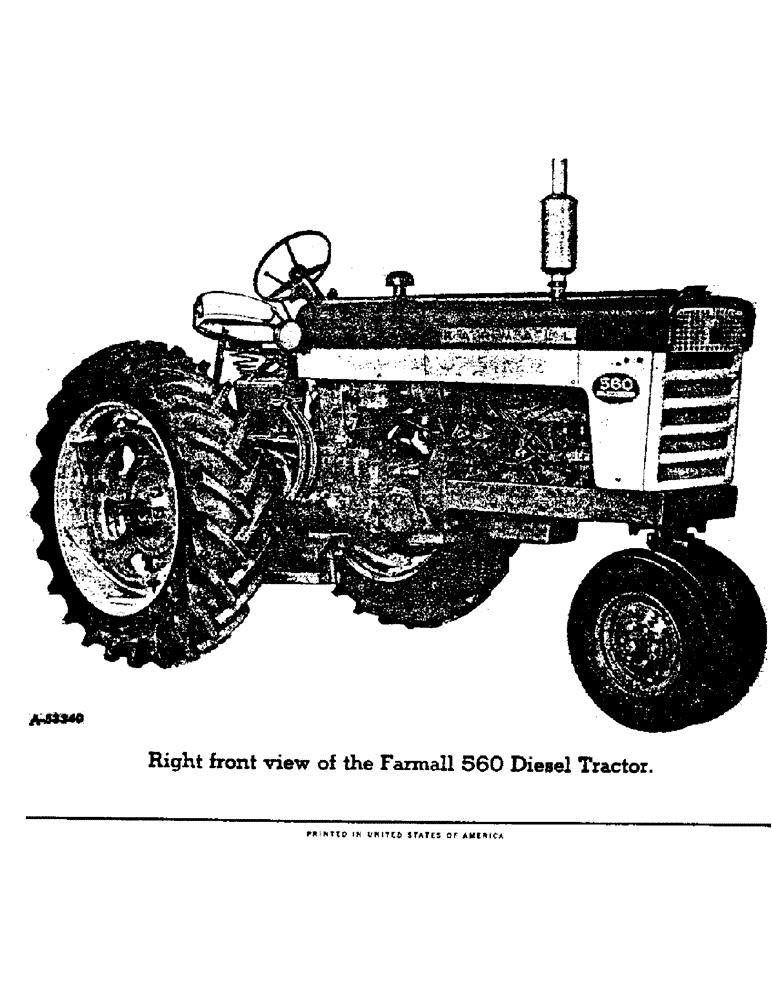 Схема запчастей Case IH 560 - (005) - RIGHT FRONT VIEW OF THE FARMALL 560 DIESEL TRACTOR (00) - GENERAL