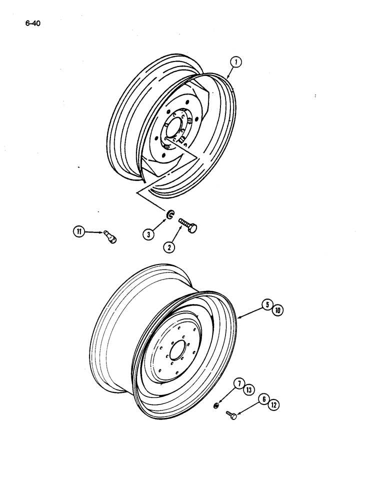 Схема запчастей Case IH 245 - (6-40) - REAR WHEELS, ONE PIECE (06) - POWER TRAIN