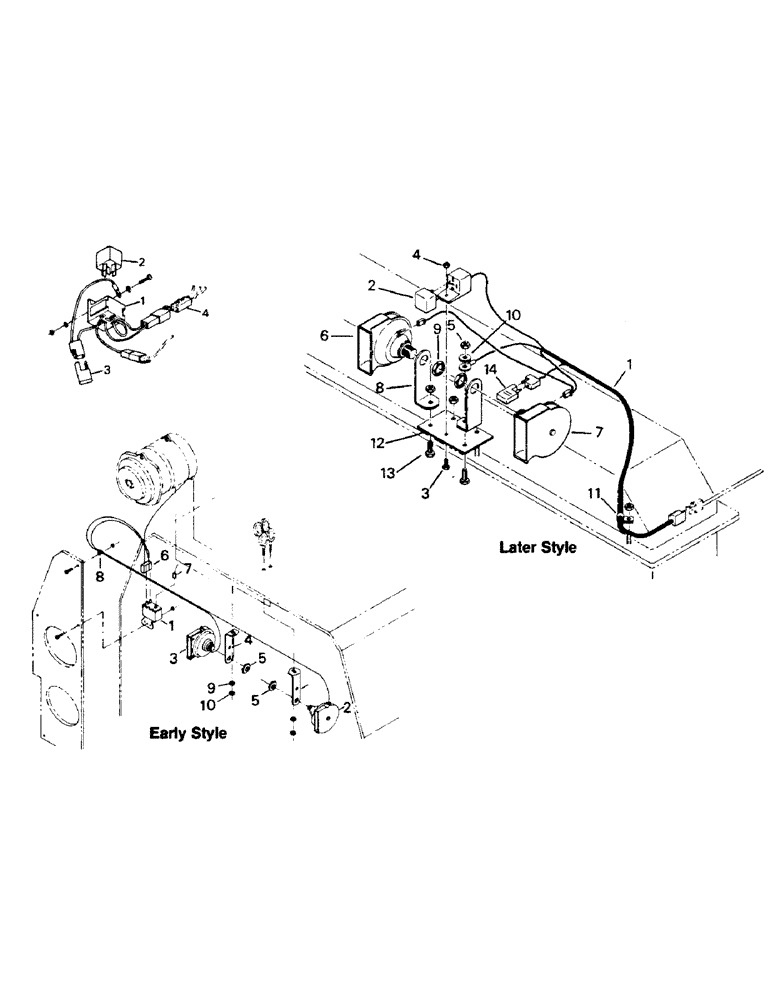Схема запчастей Case IH PT225 - (11-09) - HORN AND MOUNTINGS, EARLY STYLE, RELAY KIT, LATER STYLE Options & Miscellaneous
