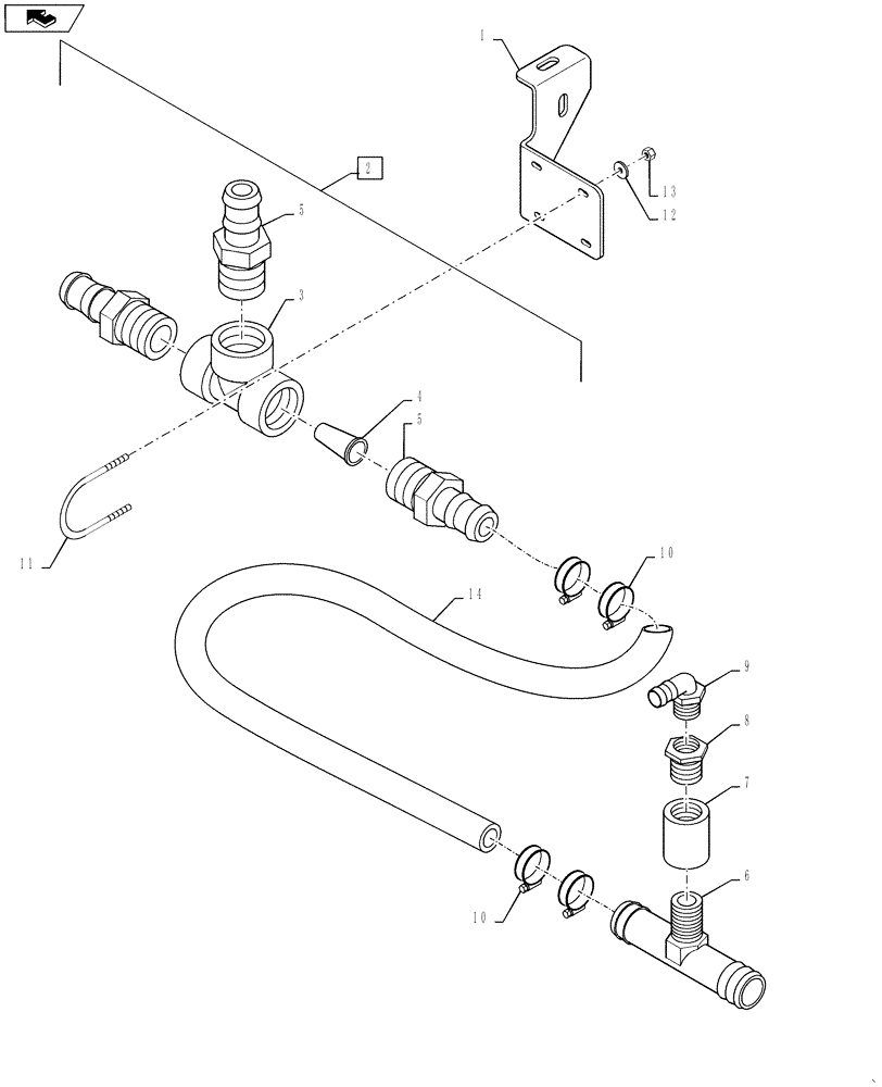 Схема запчастей Case IH 4430 - (40.902.18) - CHEMICAL INDUCTOR TEE GROUP (40 ) - PLUMBING