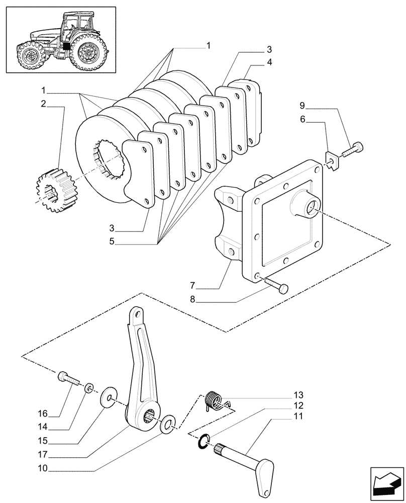 Схема запчастей Case IH MXM175 - (1.65.5/01) - PARKING BRAKE (05) - REAR AXLE