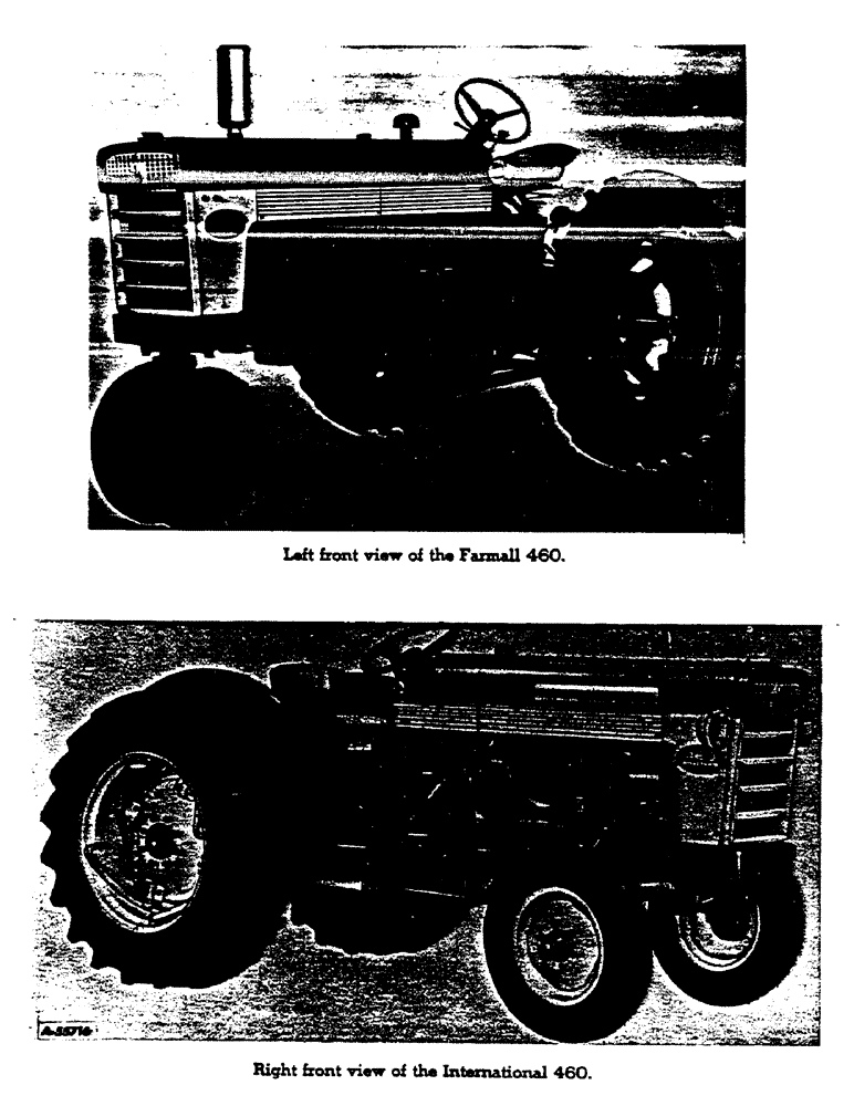 Схема запчастей Case IH 460 - (003) - LEFT FRONT VIEW OF THE FARMALL 460, RIGHT FRONT VIEW OF THE INTERNATIONAL 460 (00) - GENERAL