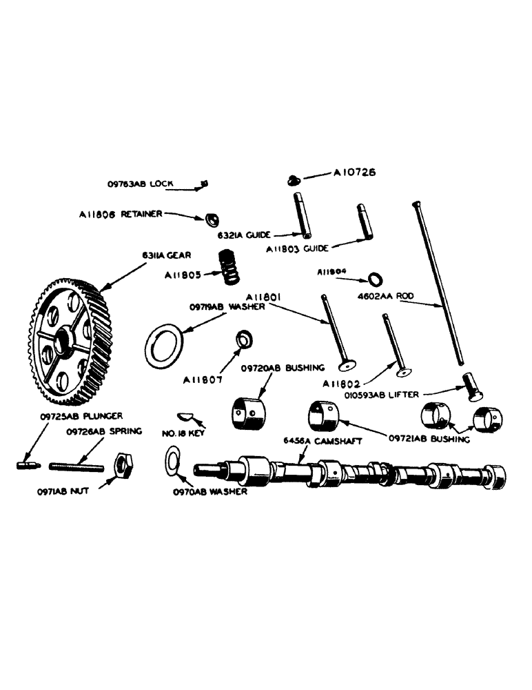 Схема запчастей Case IH 700 - (048) - POWRCEL DIESEL ENGINE, VALVES, PUSH RODS AND CAMSHAFT (02) - ENGINE