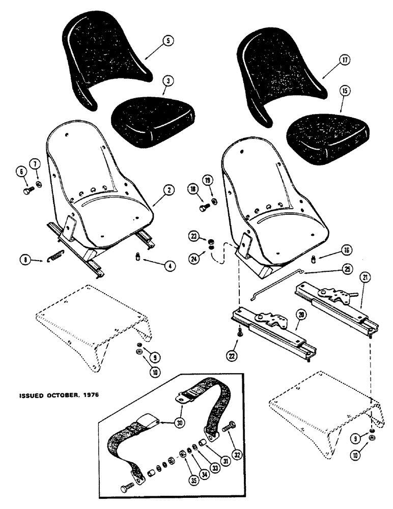 Схема запчастей Case IH 1175 - (221G) - BUCKET SEAT, USED PRIOR TO TRACTOR SERIAL NUMBER 8693001 (09) - CHASSIS